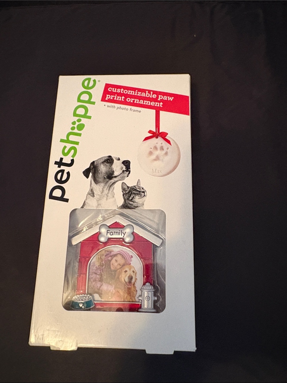 Customizable Paw Print Ornament with Photo Frame - Red